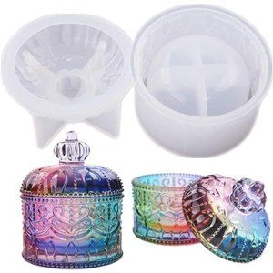 Vintage Jar Resin Mold with Lid Silicone Storage Box Mould for Epoxy Casting DIY